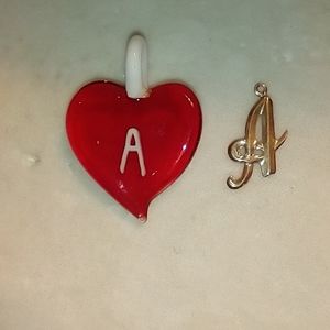 Set of 2 charms with the initial A